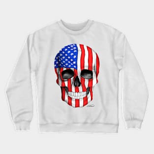 American Flag Skull (On White Background) Crewneck Sweatshirt